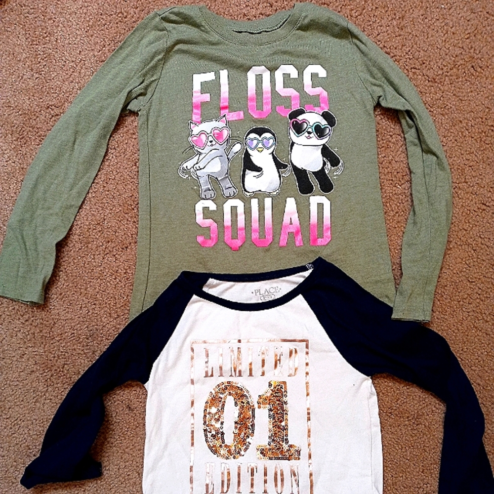 2 Girls Children's Place Long Sleeve Tee Shirts size 5/6